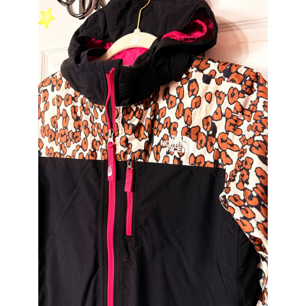 The North Face Youth Junior Leopard Print Hooded Jacket Black Pink Size L 14/16 - Picture 2 of 8